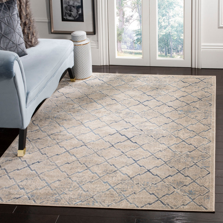 Langley Street Evart Geometric Light Gray/Dark Blue Area Rug & Reviews